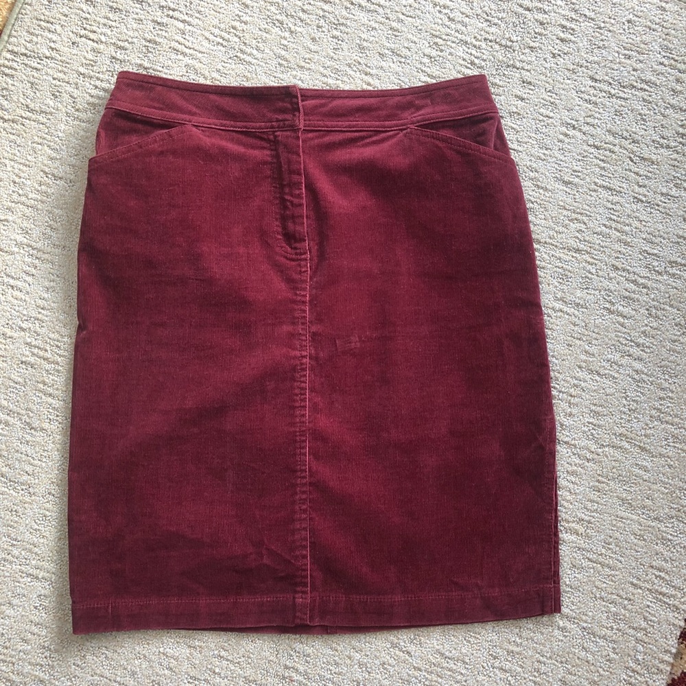 J. Crew Corduroy Side Slit Skirt Burgundy